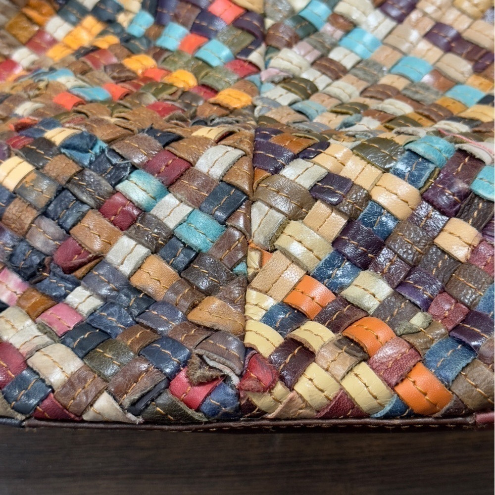 Leather Multicolor Woven Bag - image 6